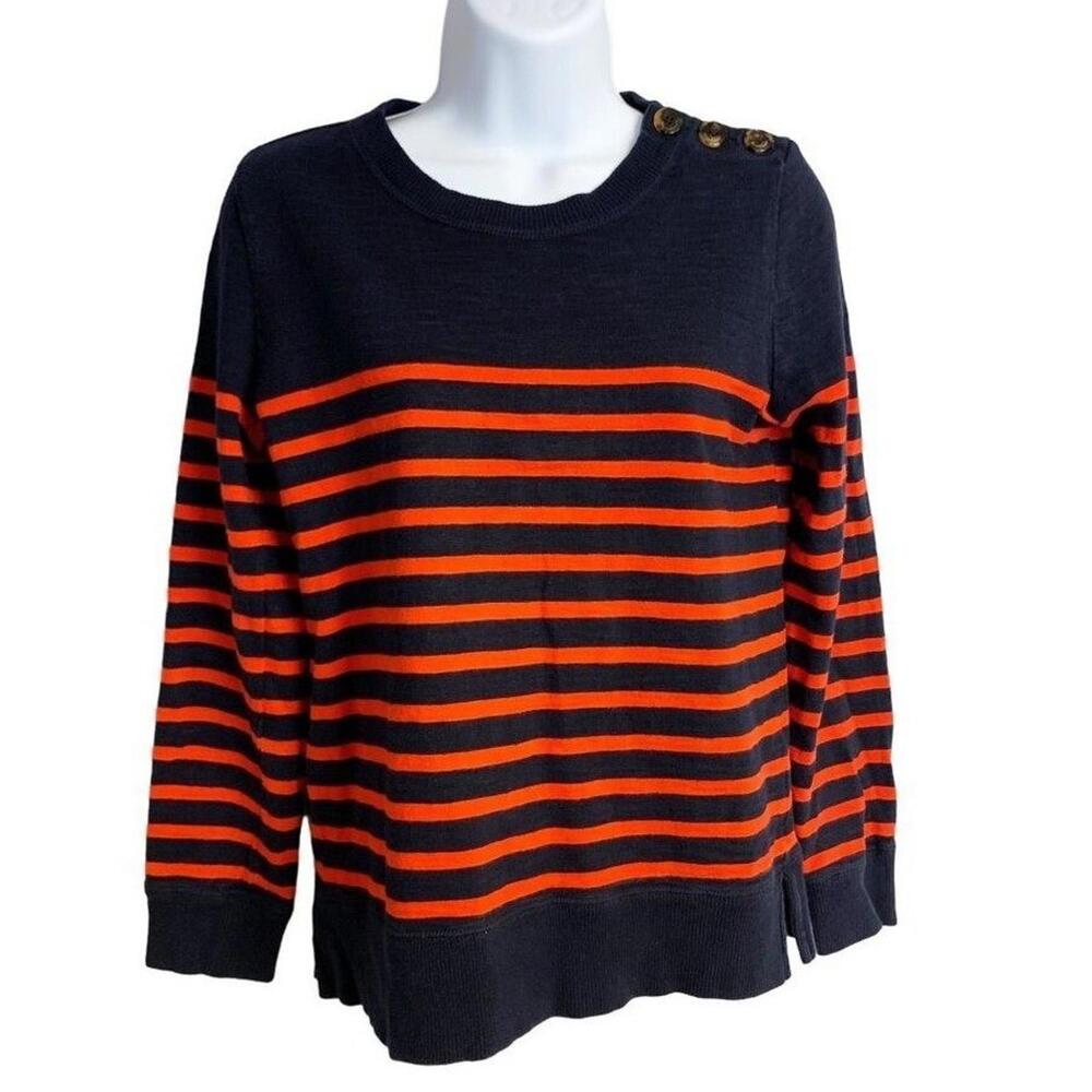 J. Crew Blue Red Long‎ Sleeve Stripes Women's Crewneck Sweater XS Classic